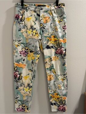 Peruvian Connection Size 10 Multicolor Isola Watercolor Floral Pant Statement